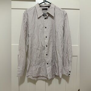 7 Diamonds Gray Patterned Button Down Shirt